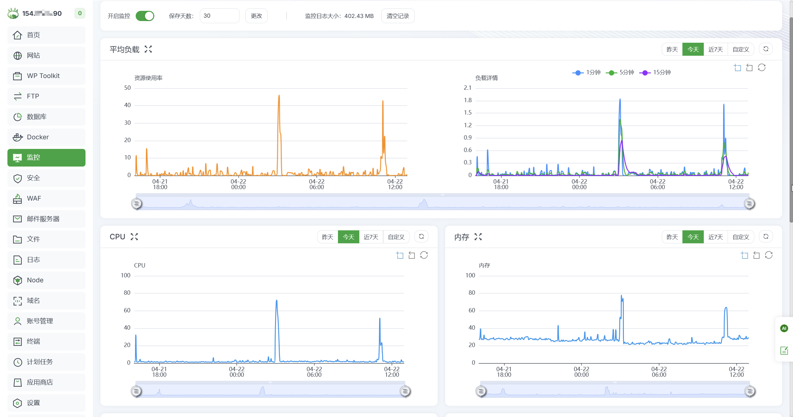 WordPress CPU 占用率过高怎么办?10 大原因逐一排查 + 解决方案 4 aapanel-jiankong