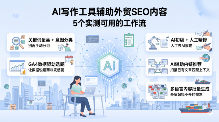 AI写作工具辅助外贸独立站SEO内容:5个实测可用的工作流 13 ai writing tools foreign trade seo workflows